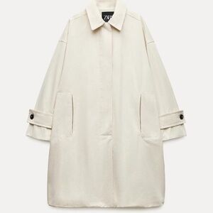 Zara Pocket Trench Coat in Ecru